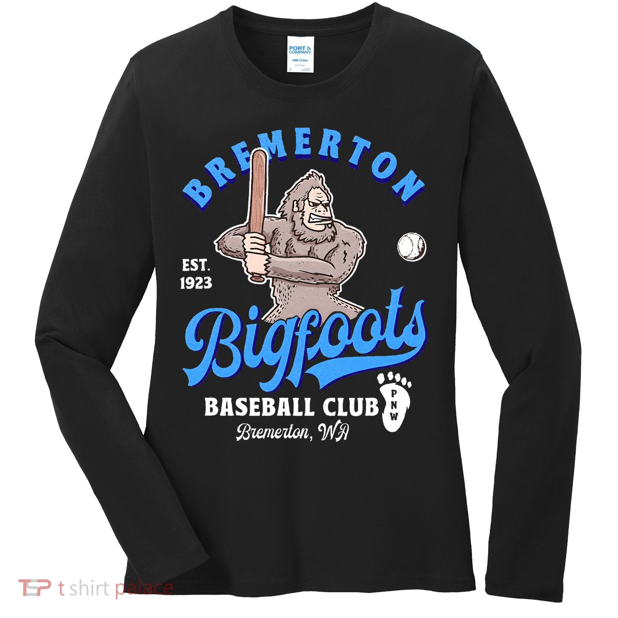 Funny Bigfoot Baseball Retro Minor League Baseball Team Women's Long Sleeve Shirt