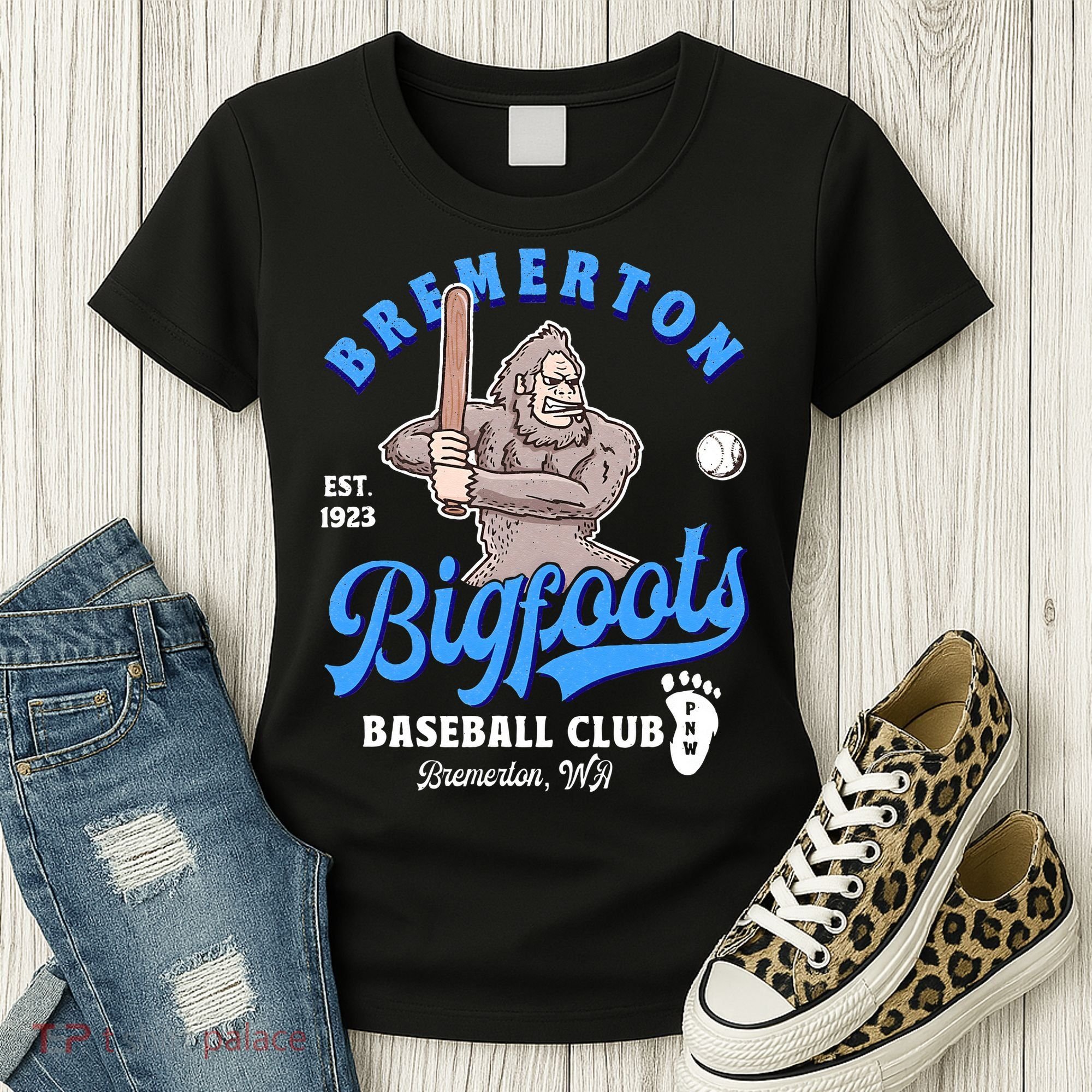 Funny Bigfoot Baseball Retro Minor League Baseball Team Women's T-Shirt