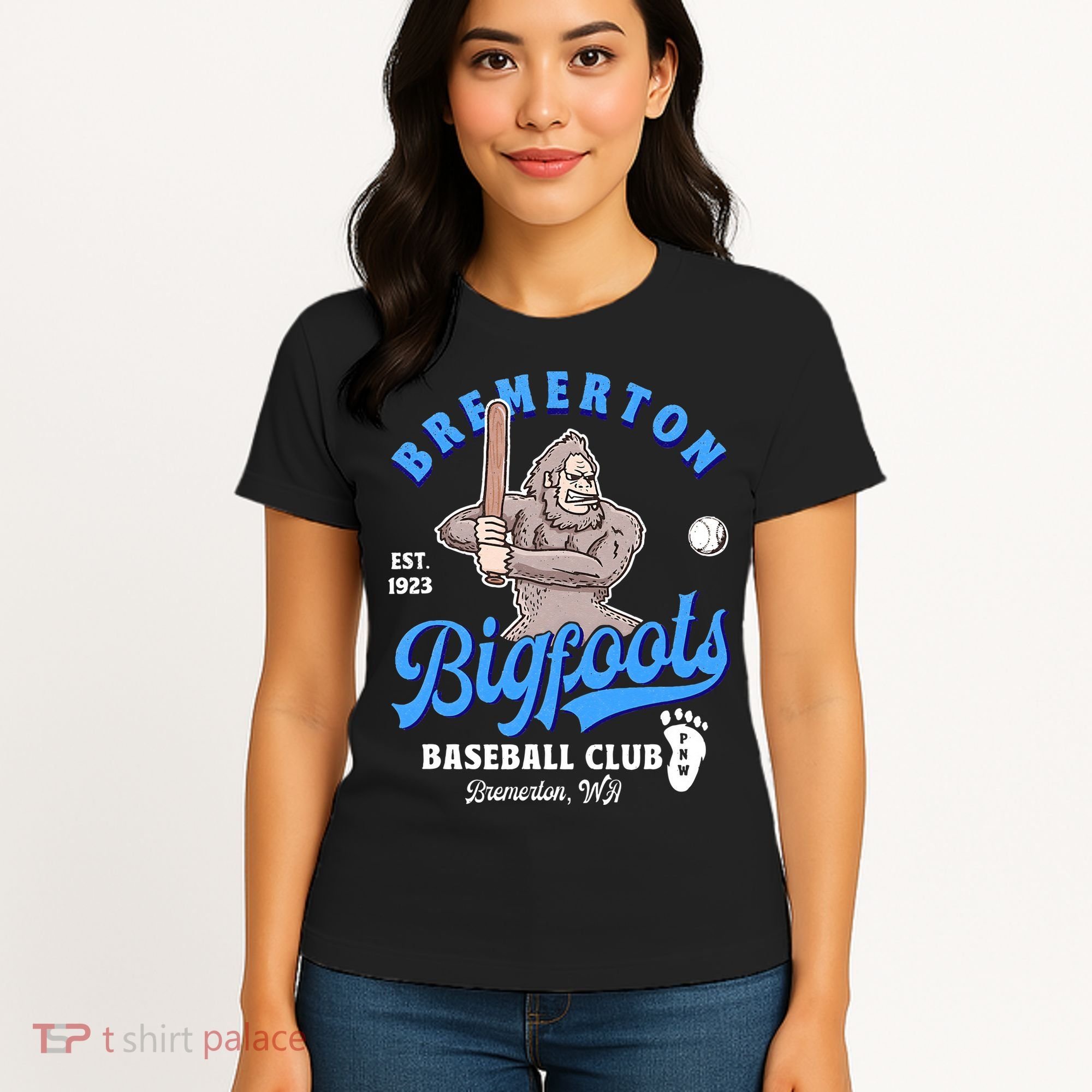 Funny Bigfoot Baseball Retro Minor League Baseball Team Women's T-Shirt