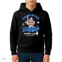 Funny Bigfoot Baseball Retro Minor League Baseball Team Kids Hoodie thumb 4