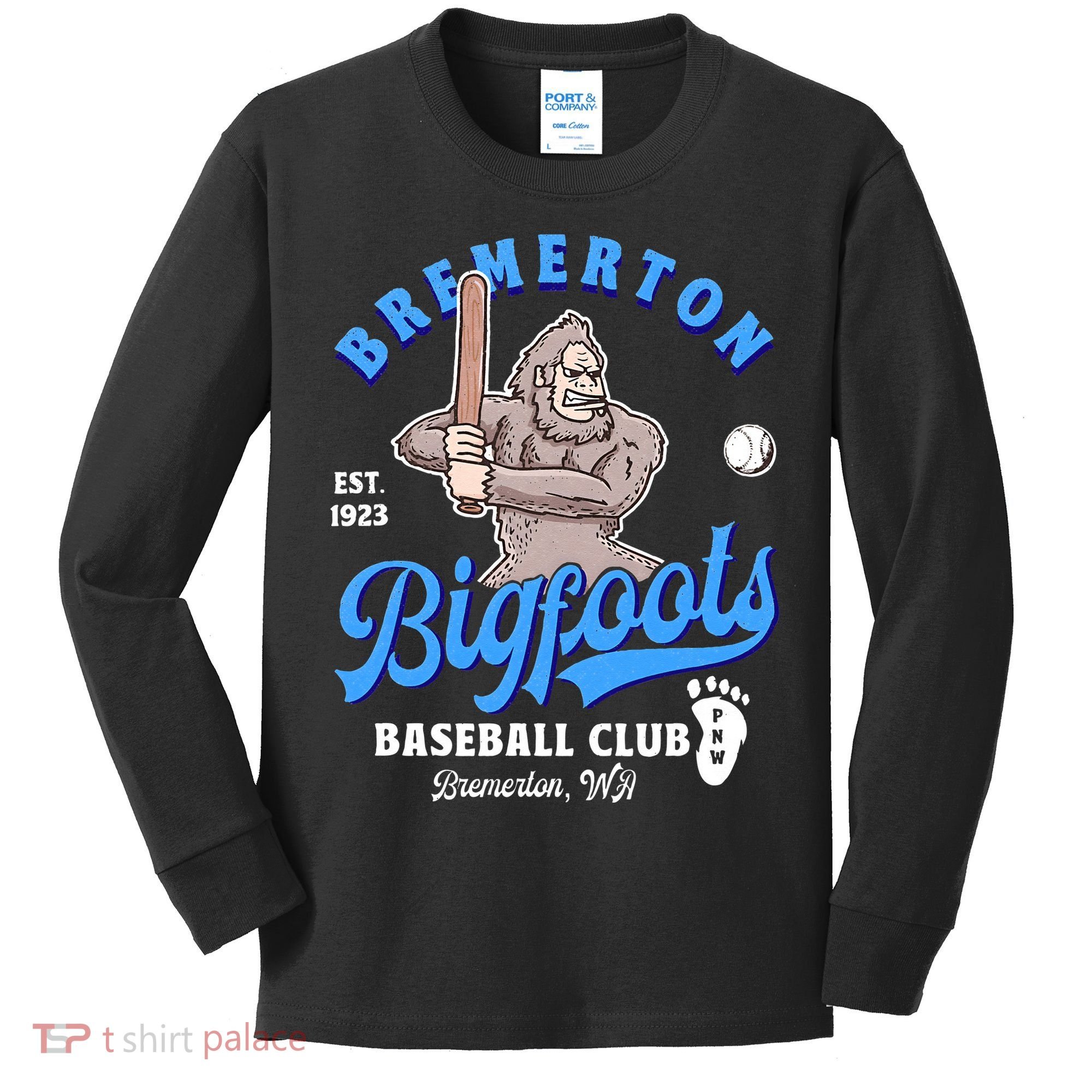 Funny Bigfoot Baseball Retro Minor League Baseball Team Kids Long Sleeve Shirt