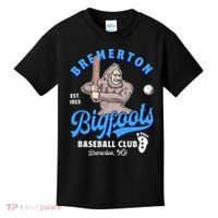 Funny Bigfoot Baseball Retro Minor League Baseball Team Kids T-Shirt thumb 0