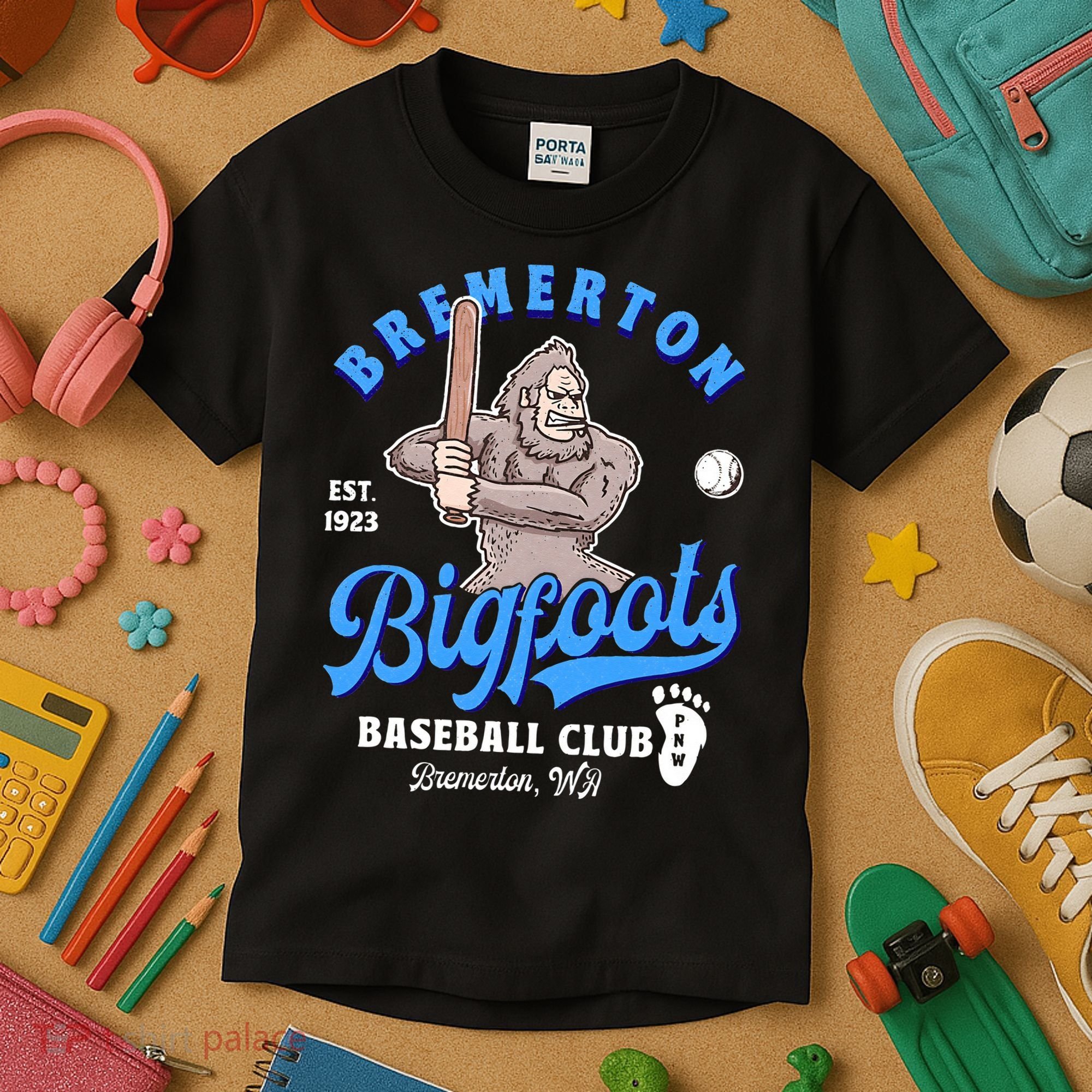 Funny Bigfoot Baseball Retro Minor League Baseball Team Kids T-Shirt