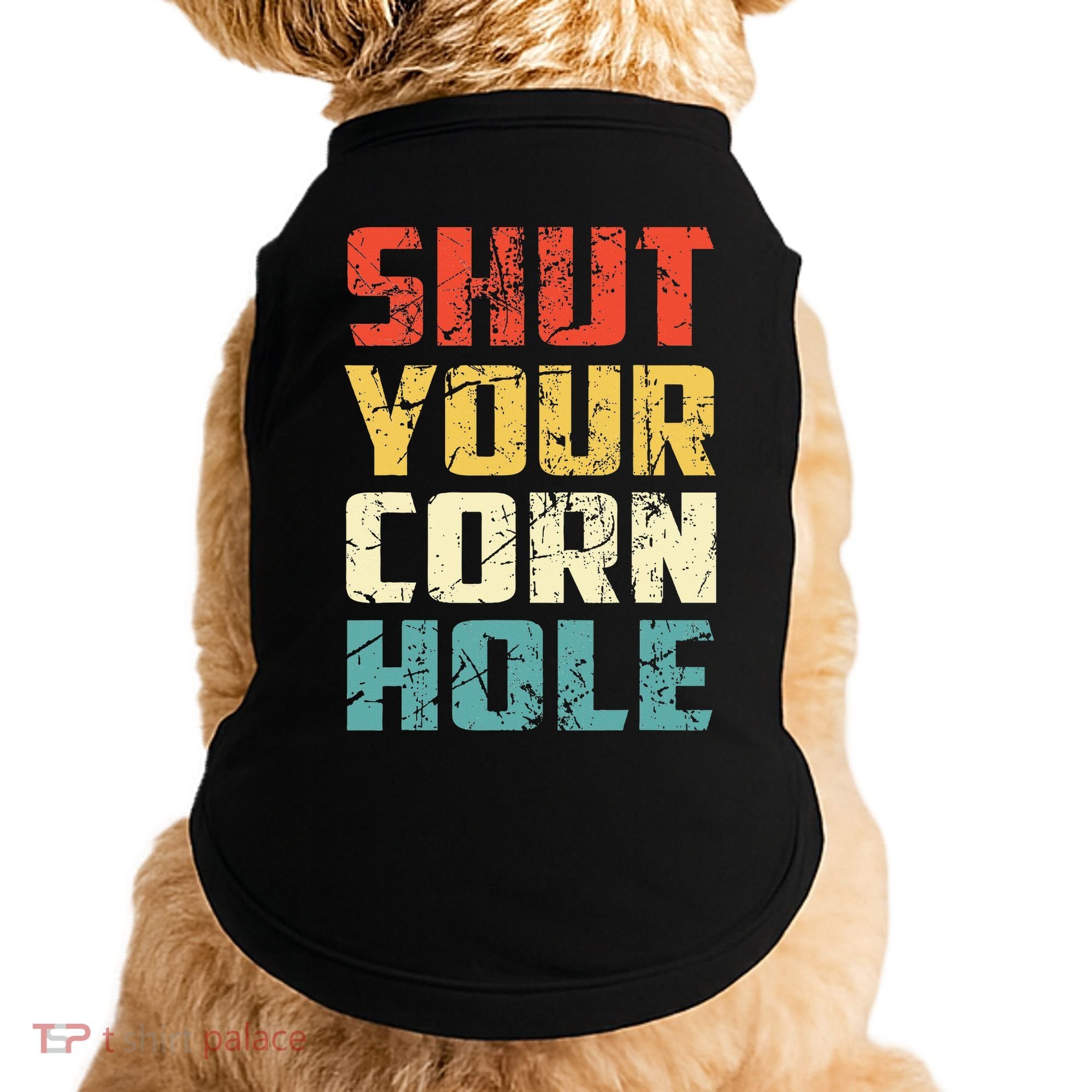 Funny Bean Bag Toss Cookout Retro Shut Your Cornhole Doggie Tank