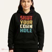 Funny Bean Bag Toss Cookout Retro Shut Your Cornhole Hoodie thumb 5