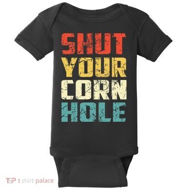 Funny Bean Bag Toss Cookout Retro Shut Your Cornhole Baby Bodysuit