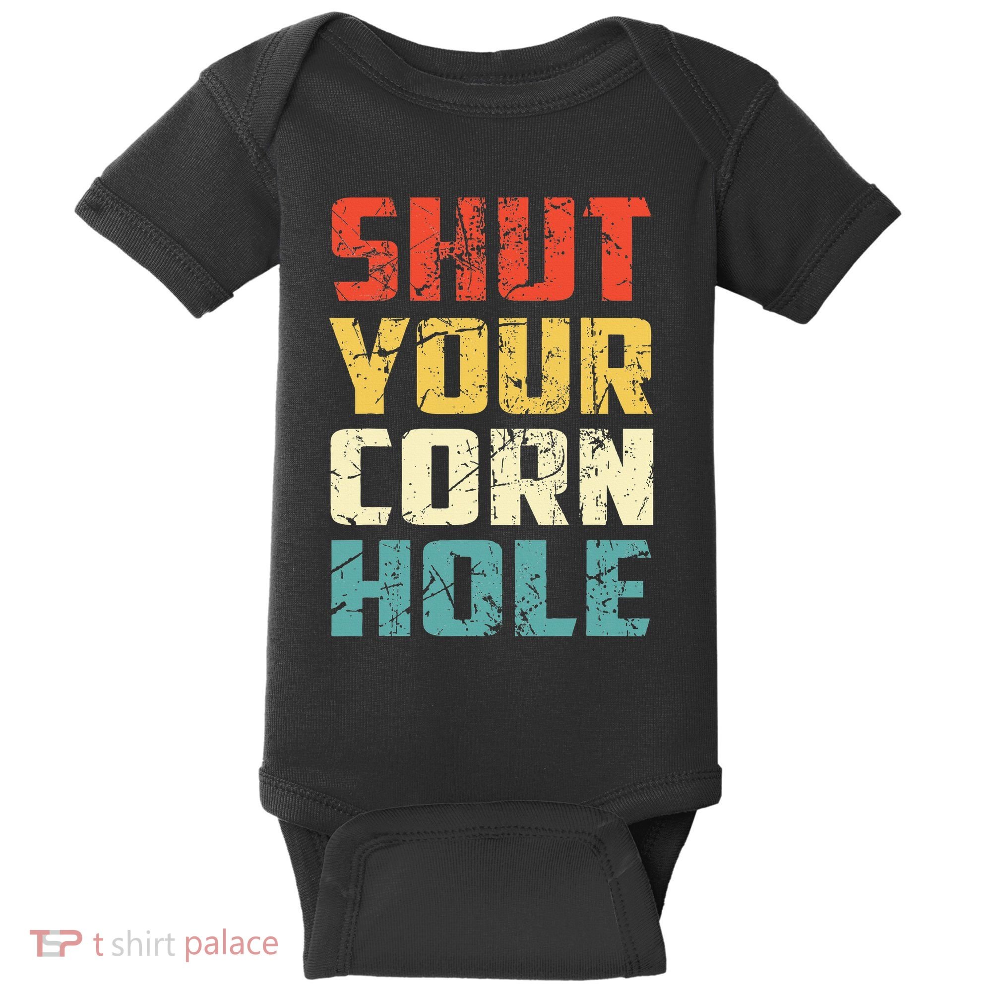 Funny Bean Bag Toss Cookout Retro Shut Your Cornhole Baby Bodysuit