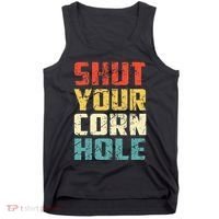 Funny Bean Bag Toss Cookout Retro Shut Your Cornhole Tank Top thumb 0