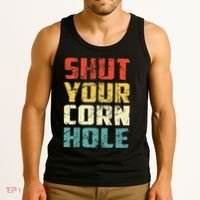 Funny Bean Bag Toss Cookout Retro Shut Your Cornhole Tank Top thumb 3