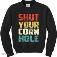 Funny Bean Bag Toss Cookout Retro Shut Your Cornhole Kids Sweatshirt thumb 0