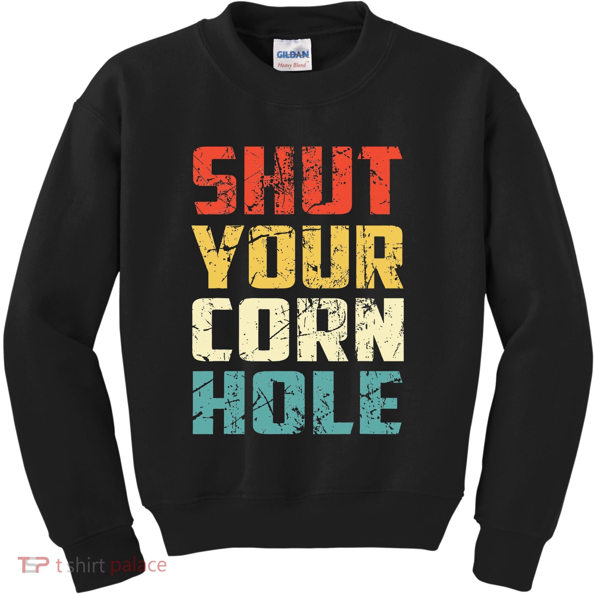 Funny Bean Bag Toss Cookout Retro Shut Your Cornhole Kids Sweatshirt