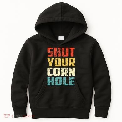 Funny Bean Bag Toss Cookout Retro Shut Your Cornhole Kids Hoodie