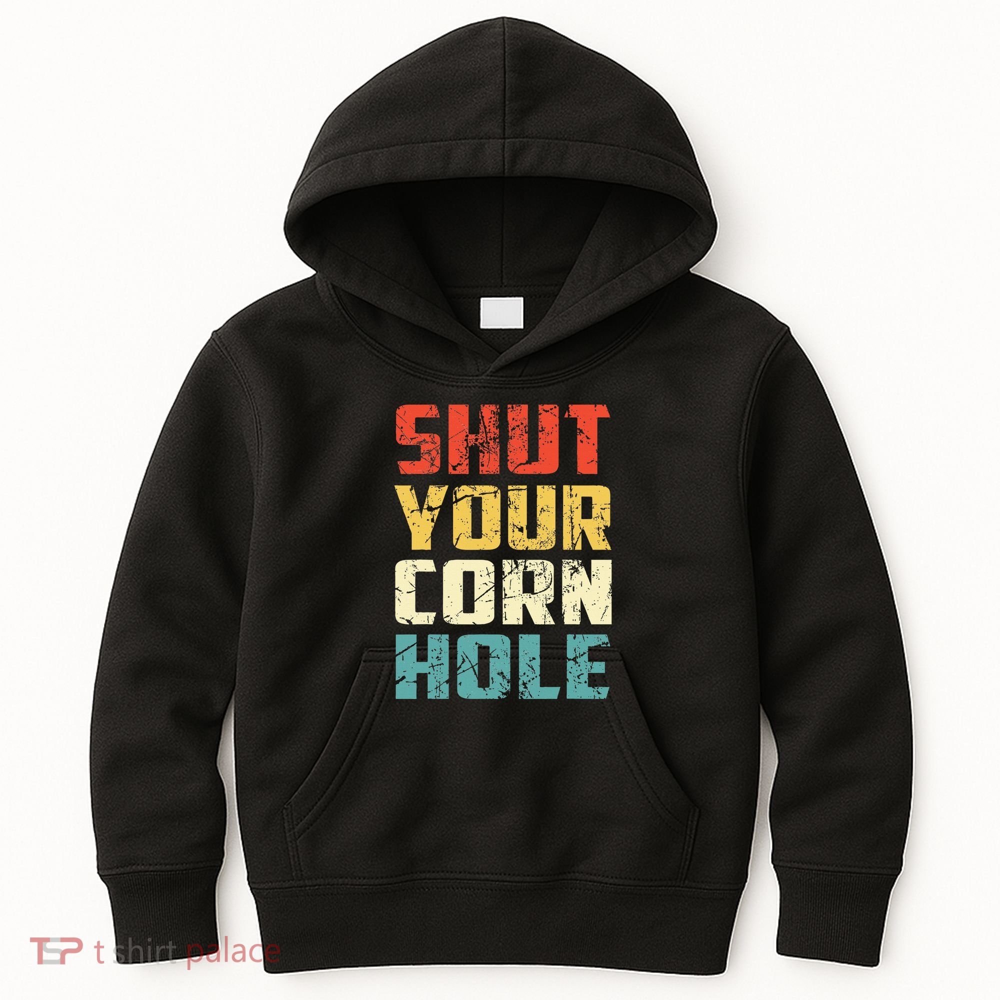 Funny Bean Bag Toss Cookout Retro Shut Your Cornhole Kids Hoodie
