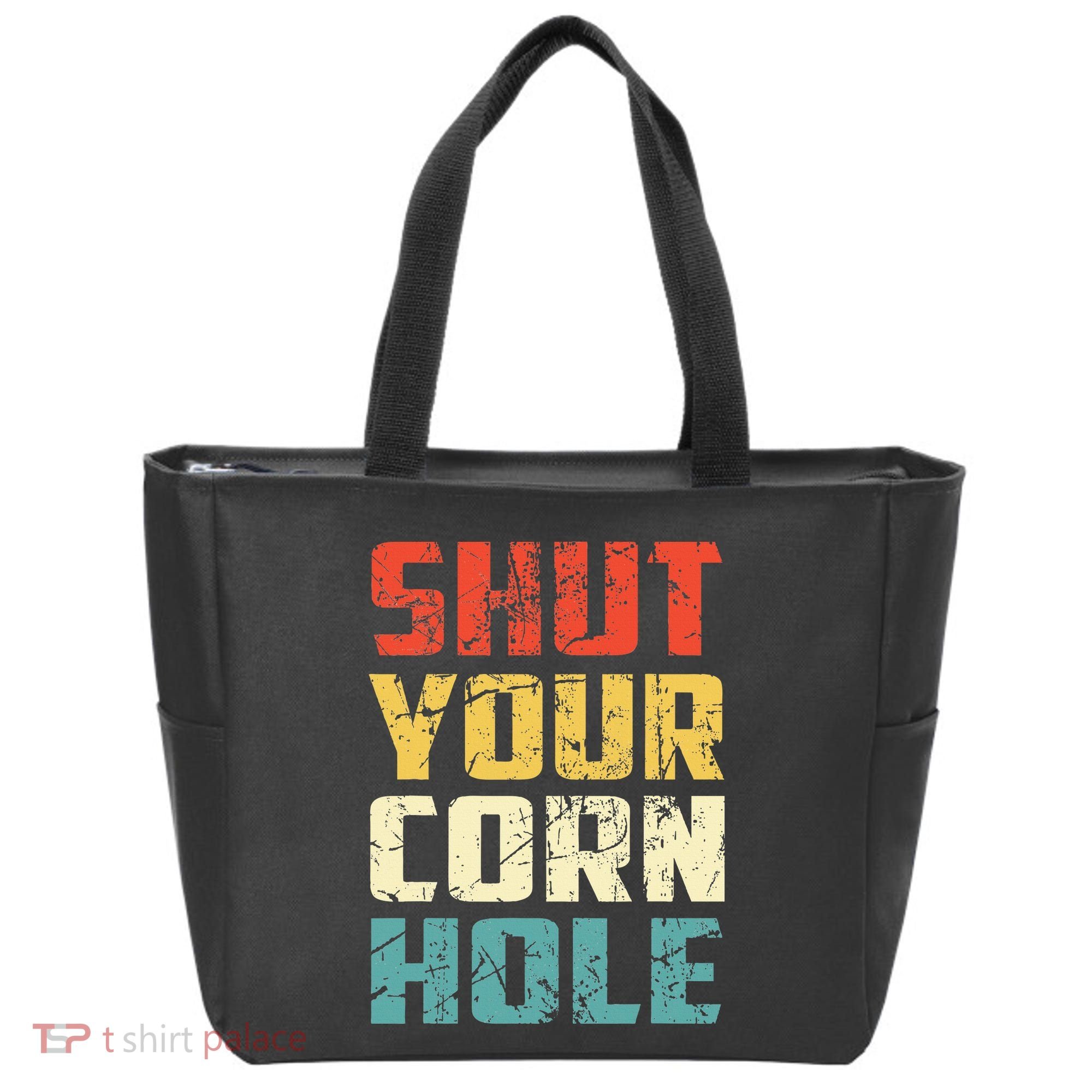 Funny Bean Bag Toss Cookout Retro Shut Your Cornhole Tote Bag
