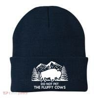 Funny Buffalo Bison Do Not Pet The Fluffy Cow Beanie thumb 0