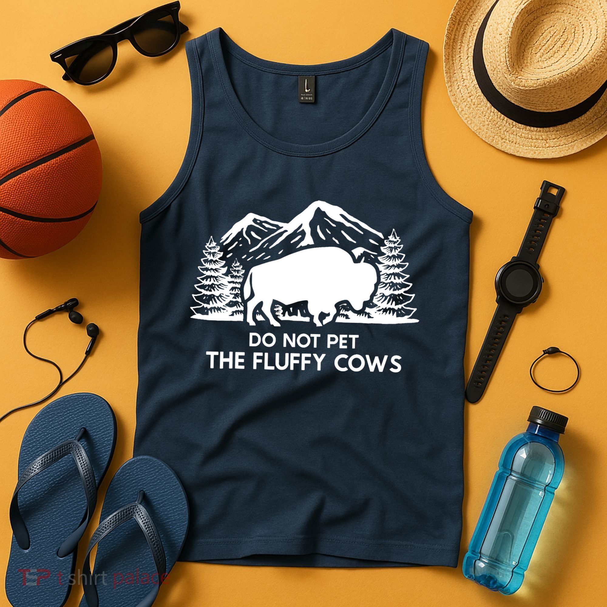 Funny Buffalo Bison Do Not Pet The Fluffy Cow Tank Top