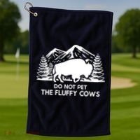 Funny Buffalo Bison Do Not Pet The Fluffy Cow Golf Towel thumb 1