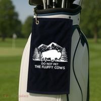 Funny Buffalo Bison Do Not Pet The Fluffy Cow Golf Towel thumb 2