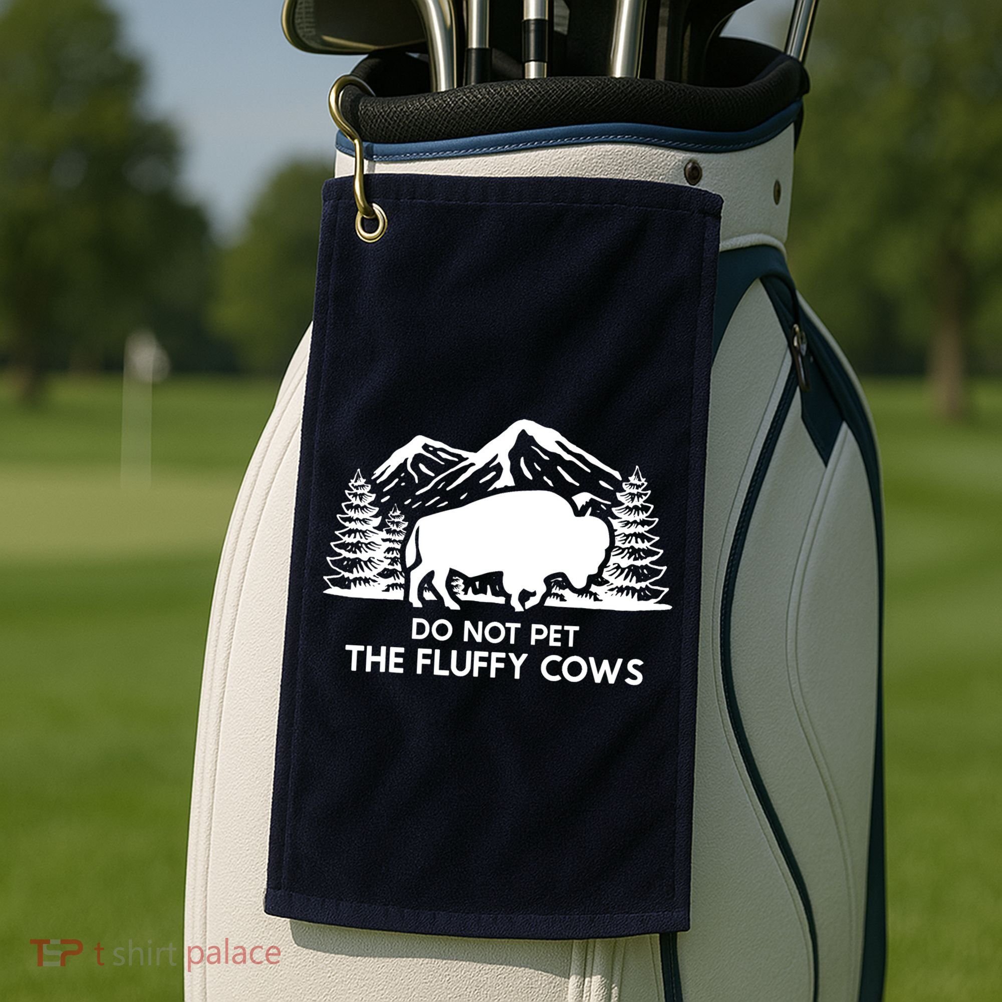 Funny Buffalo Bison Do Not Pet The Fluffy Cow Golf Towel