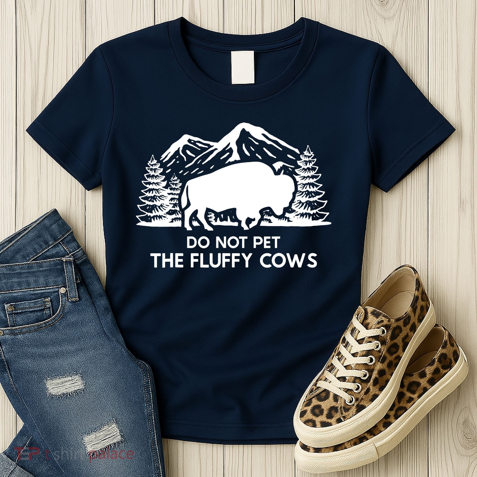 Funny Buffalo Bison Do Not Pet The Fluffy Cow Women's T-Shirt