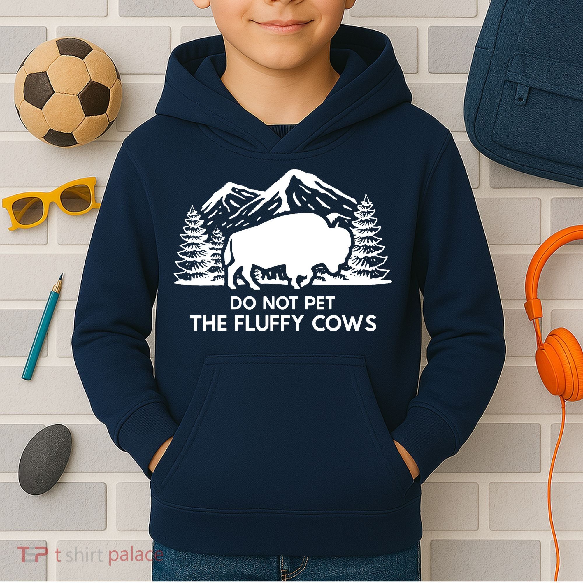 Funny Buffalo Bison Do Not Pet The Fluffy Cow Kids Hoodie