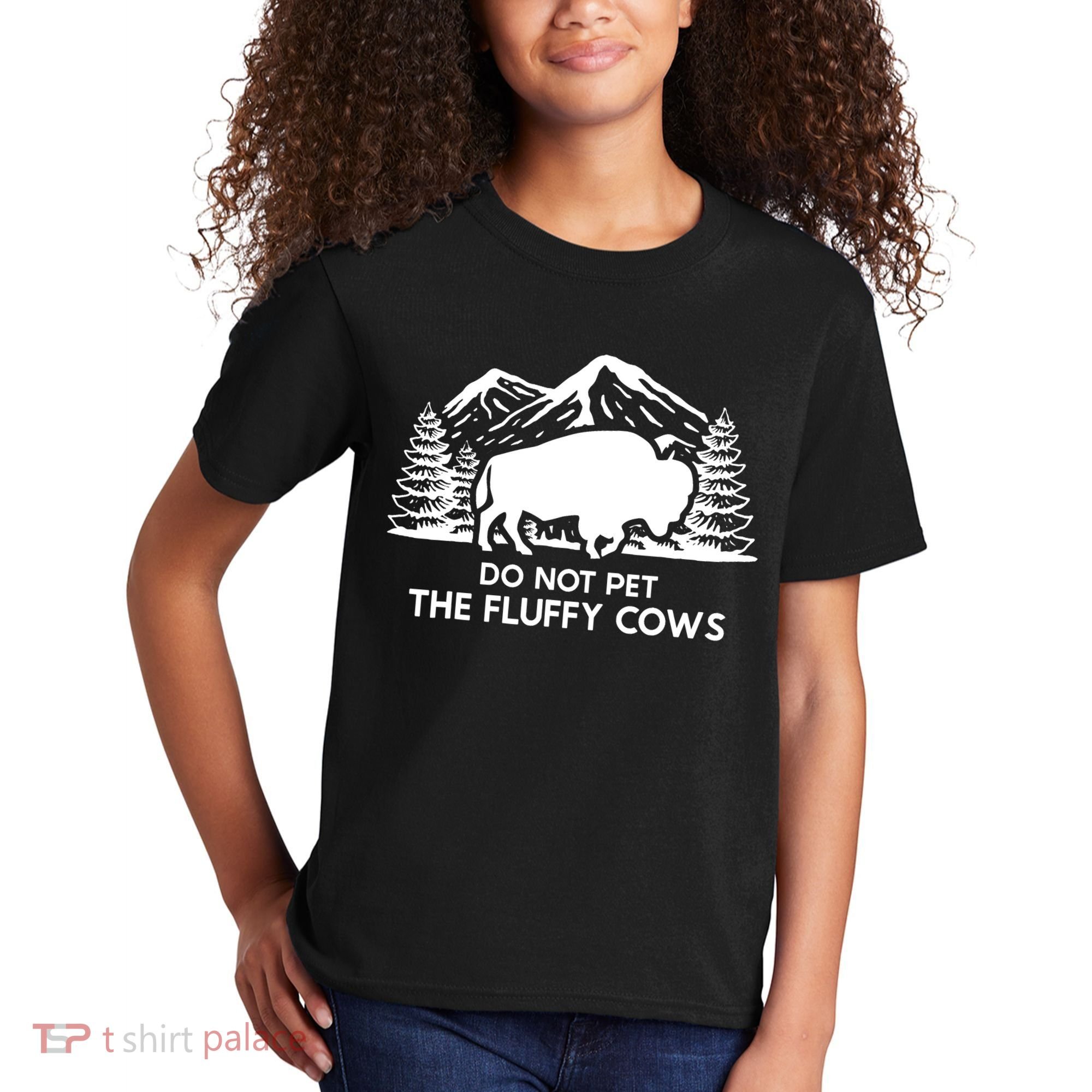 Funny Buffalo Bison Do Not Pet The Fluffy Cow Kids T-Shirt