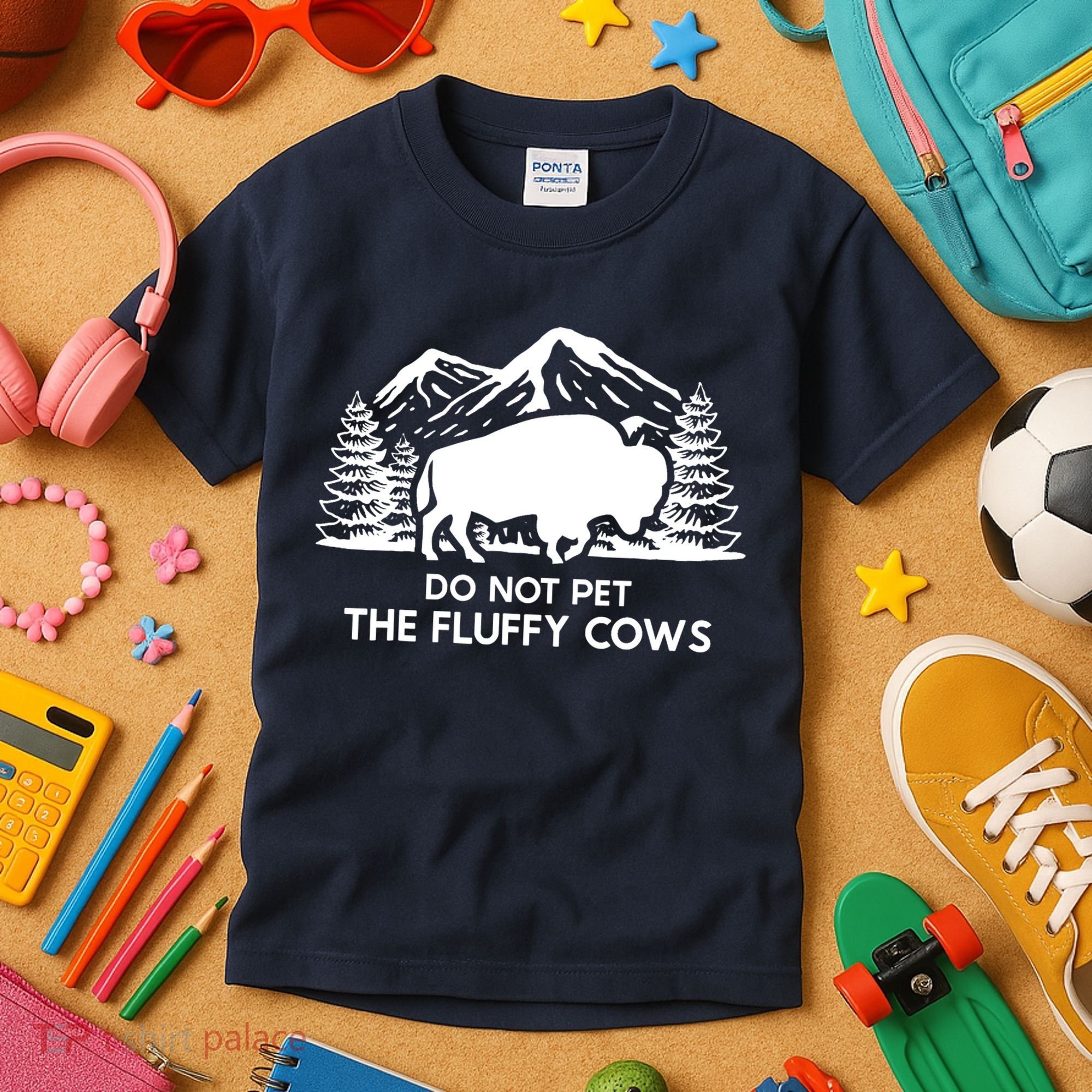 Funny Buffalo Bison Do Not Pet The Fluffy Cow Kids T-Shirt