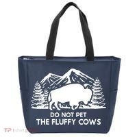 Funny Buffalo Bison Do Not Pet The Fluffy Cow Tote Bag thumb 0