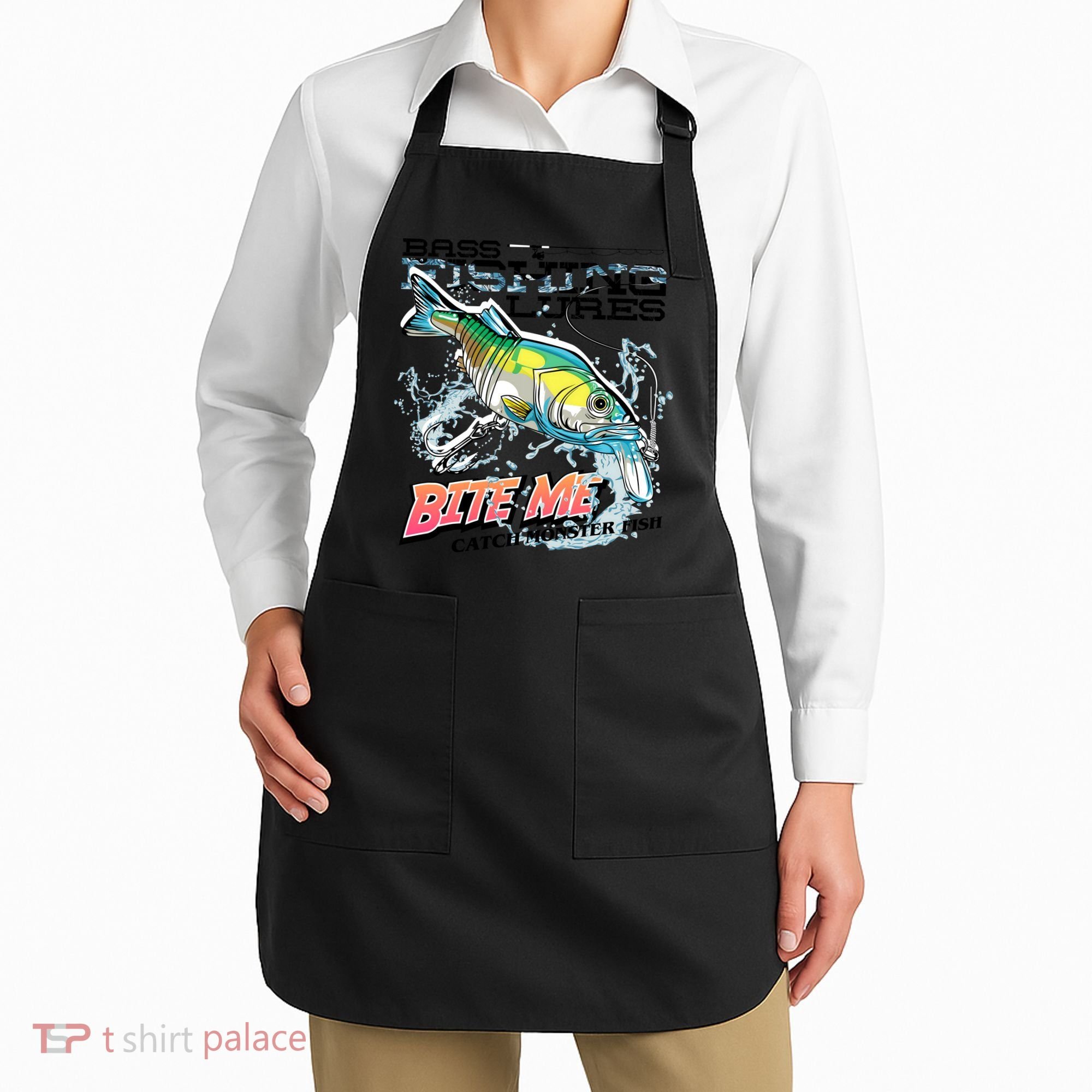 Funny Bass Bite Me Fishing Lures Apron