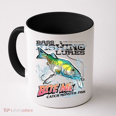 Funny Bass Bite Me Fishing Lures Coffee Mug