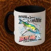 Funny Bass Bite Me Fishing Lures Coffee Mug thumb 2