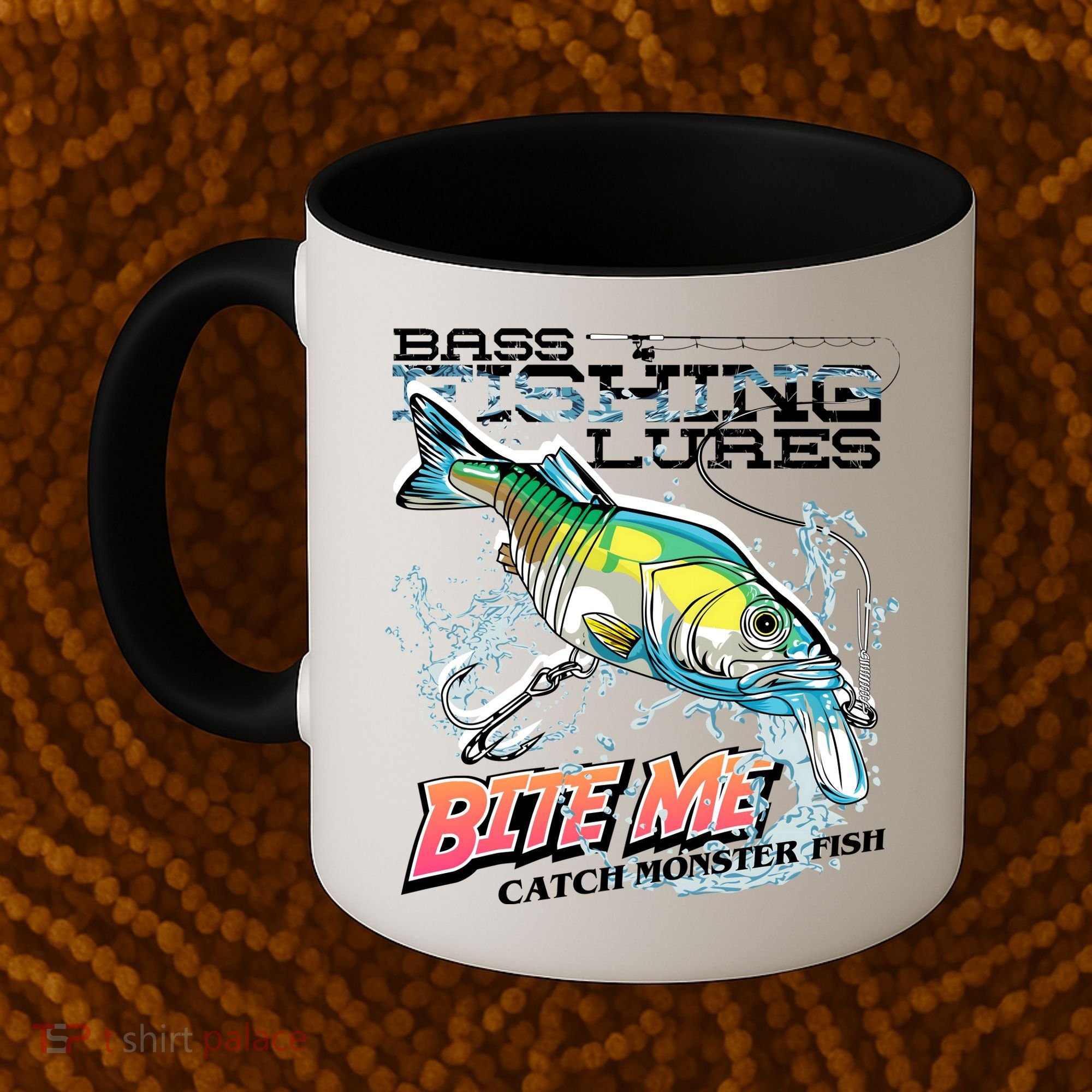 Funny Bass Bite Me Fishing Lures Coffee Mug