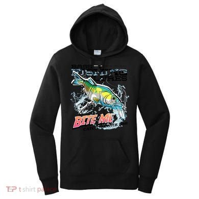 Funny Bass Bite Me Fishing Lures Women's Hoodie