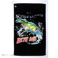 Funny Bass Bite Me Fishing Lures Golf Towel thumb 0