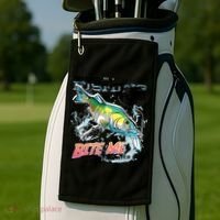 Funny Bass Bite Me Fishing Lures Golf Towel thumb 2