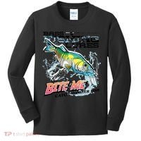 Funny Bass Bite Me Fishing Lures Kids Long Sleeve Shirt thumb 0