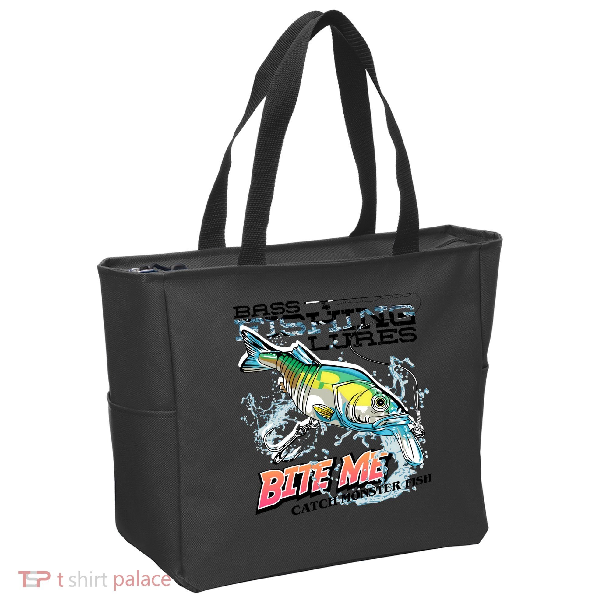 Funny Bass Bite Me Fishing Lures Tote Bag