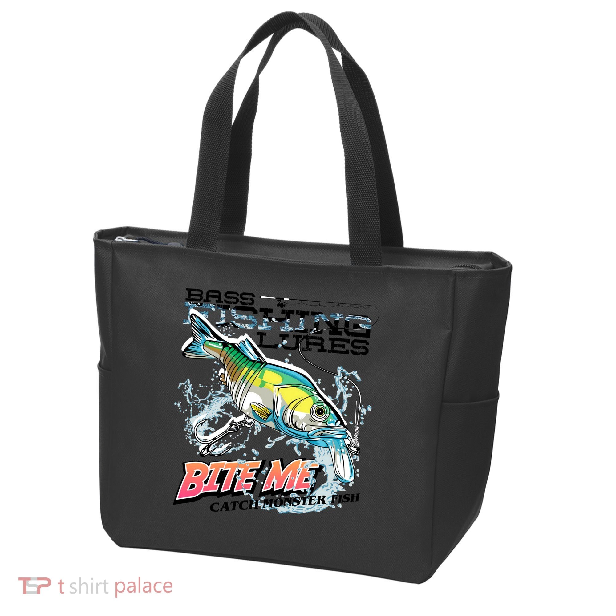 Funny Bass Bite Me Fishing Lures Tote Bag