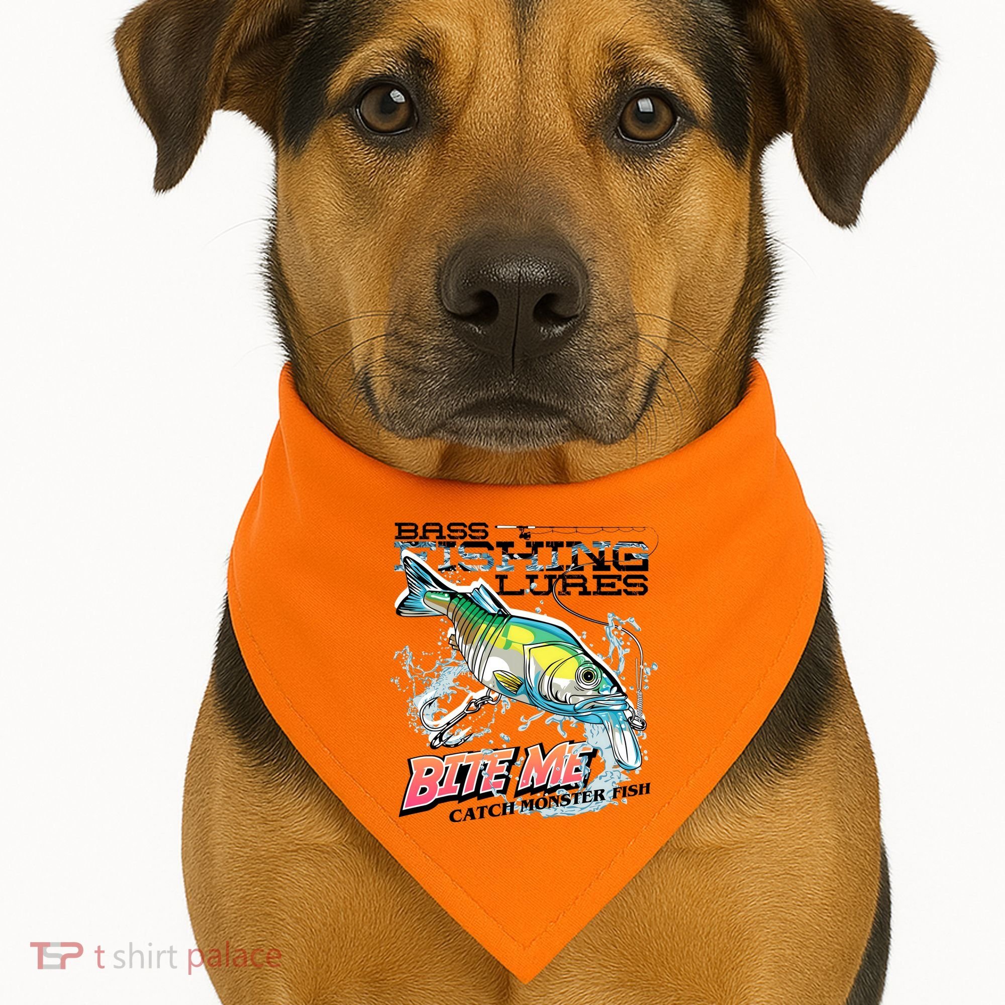 Funny Bass Bite Me Fishing Lures USA-Made Doggie Bandana