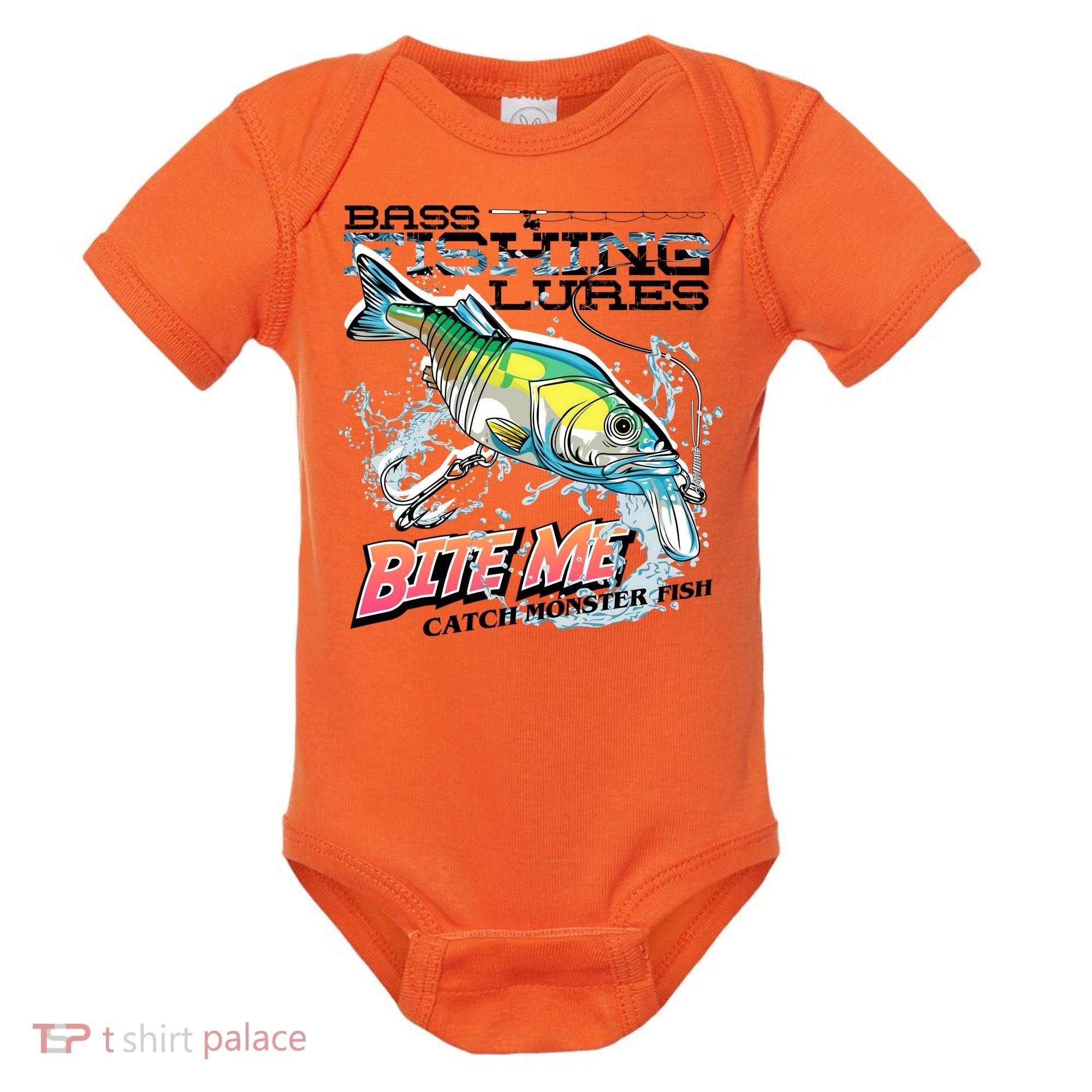 Funny Bass Bite Me Fishing Lures Baby Bodysuit