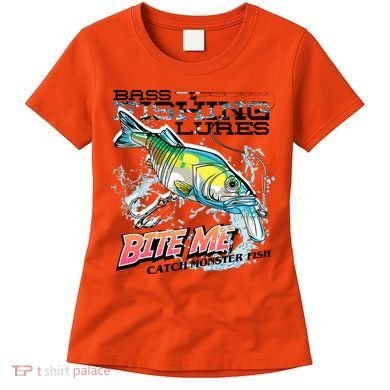 Funny Bass Bite Me Fishing Lures Women's T-Shirt