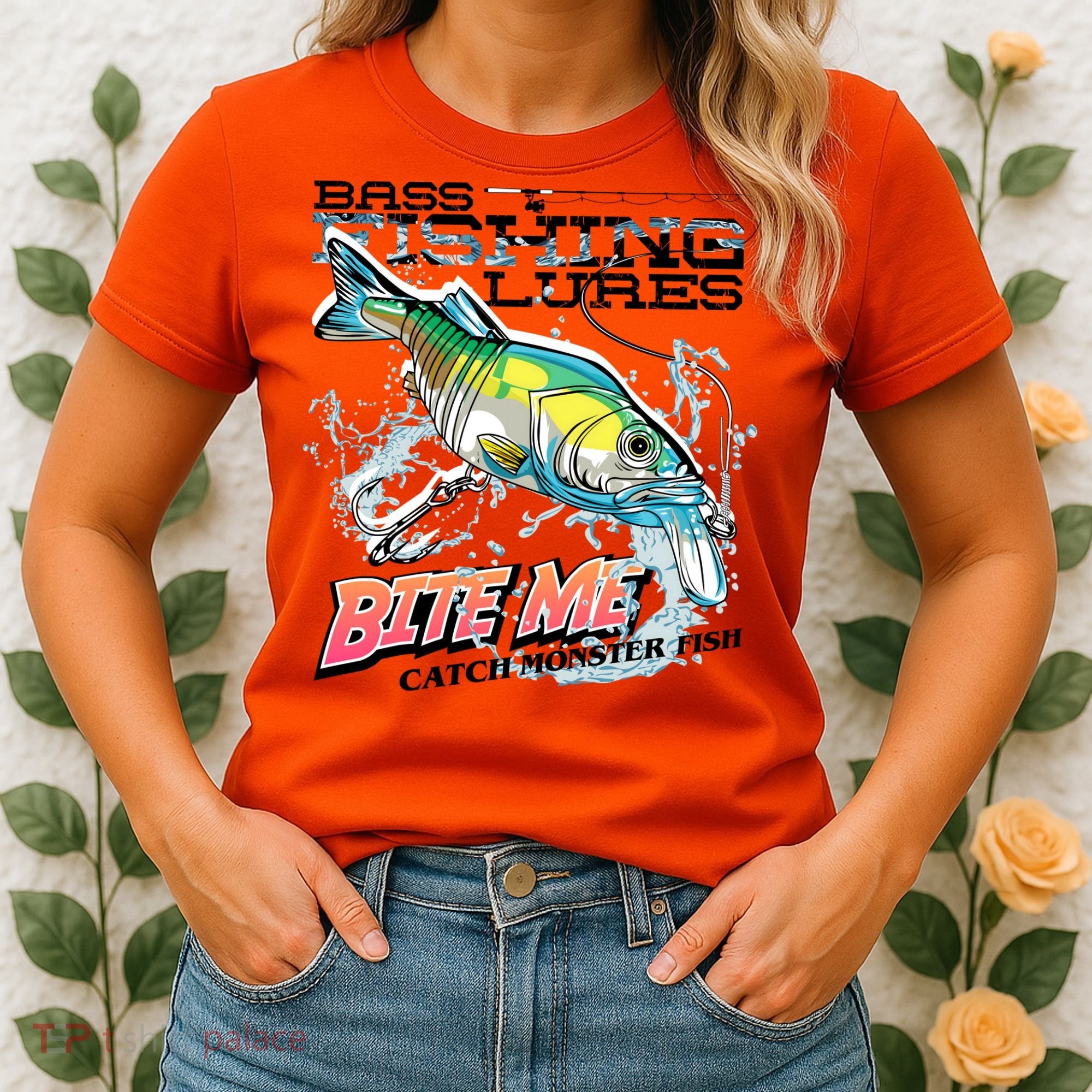 Funny Bass Bite Me Fishing Lures Women's T-Shirt