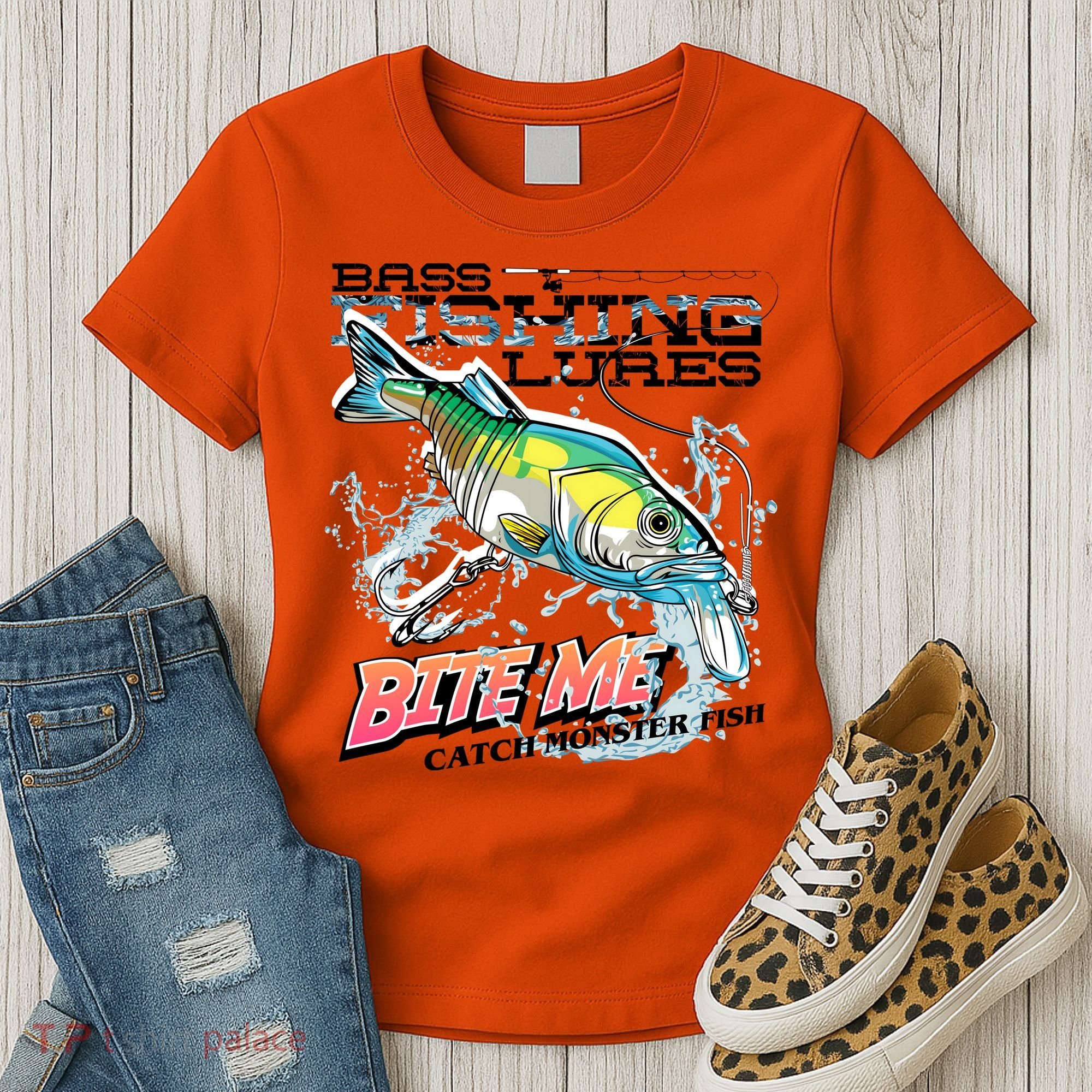 Funny Bass Bite Me Fishing Lures Women's T-Shirt