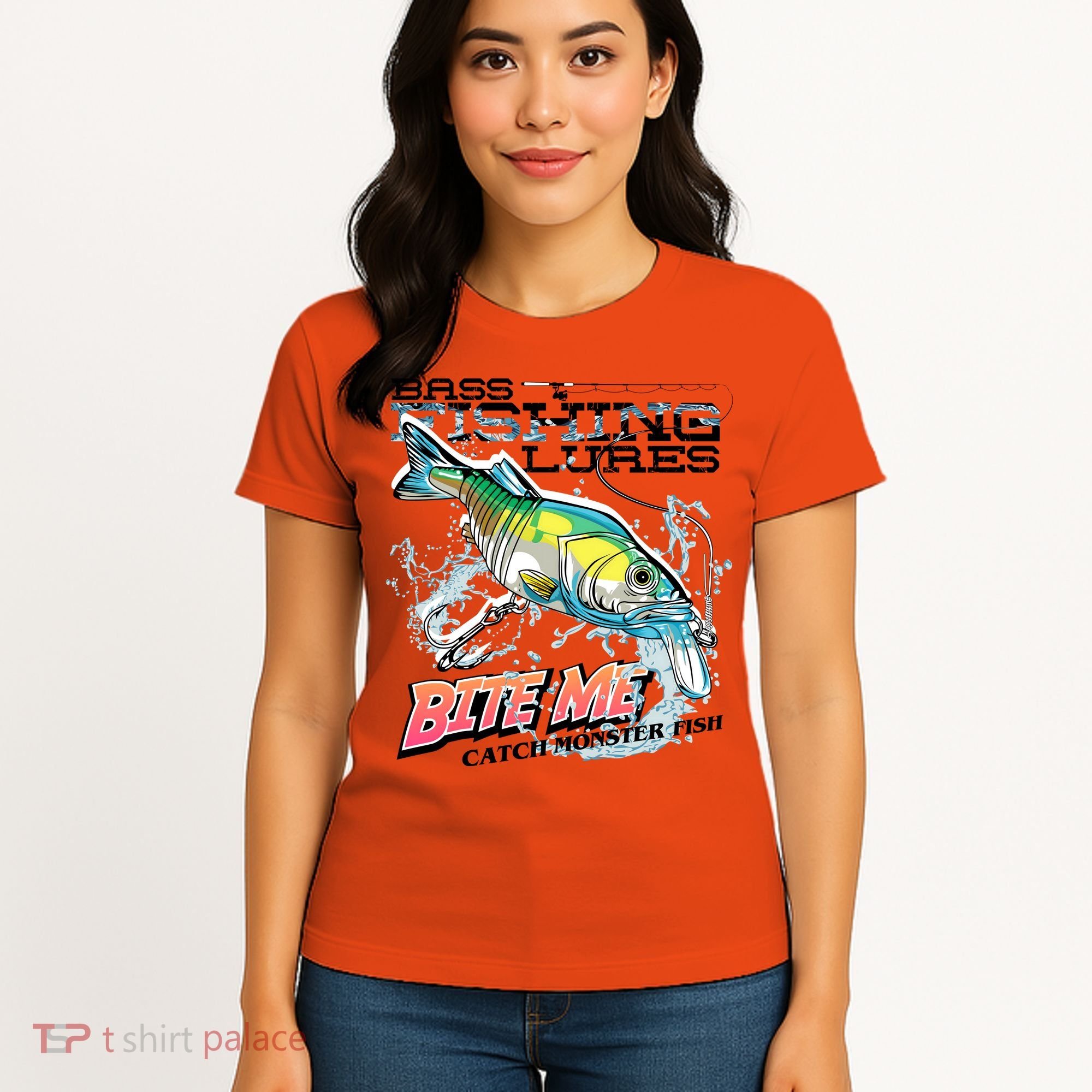 Funny Bass Bite Me Fishing Lures Women's T-Shirt