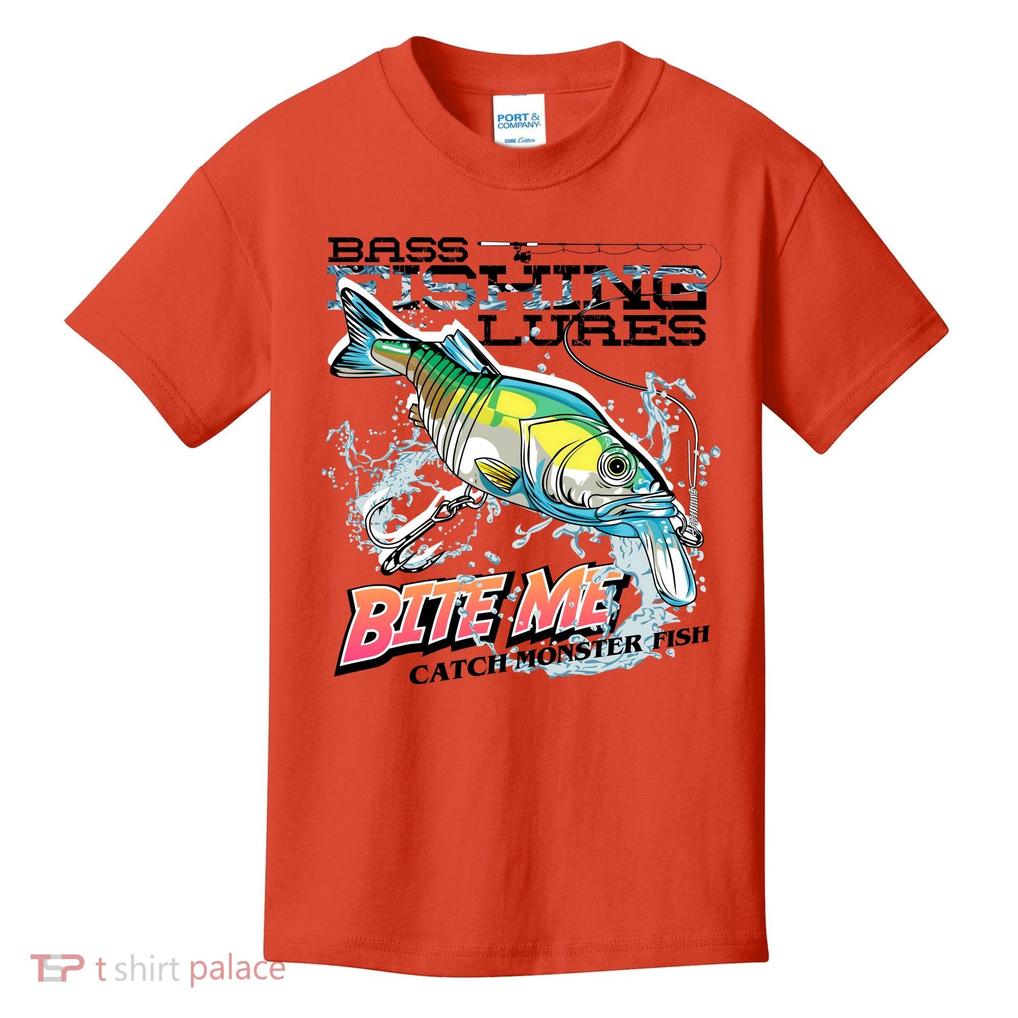 Funny Bass Bite Me Fishing Lures Kids T-Shirt