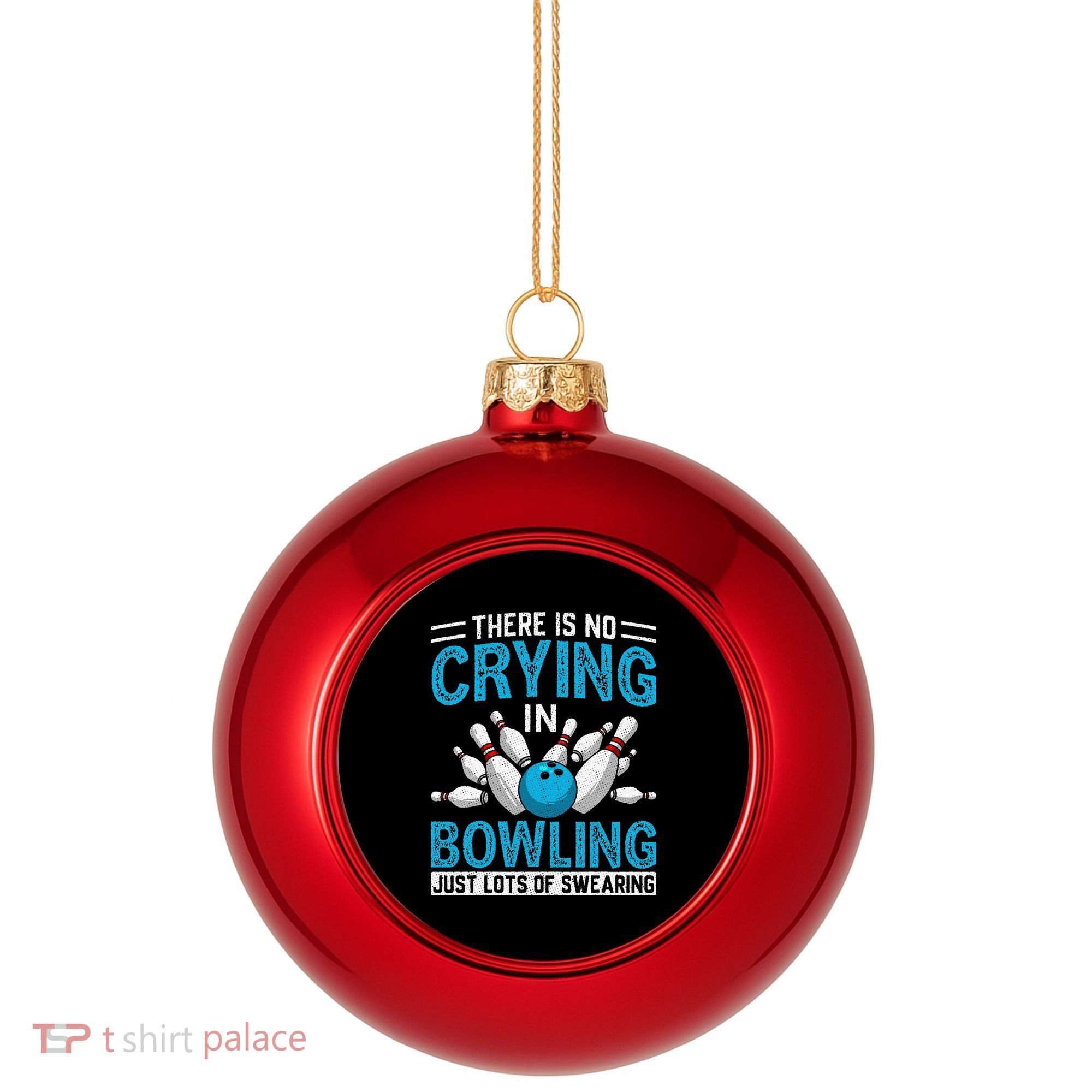 Funny Bowling Bowlers And Bowling Fan Plastic Christmas Ball Ornament