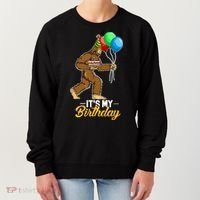 Funny Bigfoot Birthday Cake Balloons Sasquatch Yeti 1 Women's Sweatshirt thumb 0