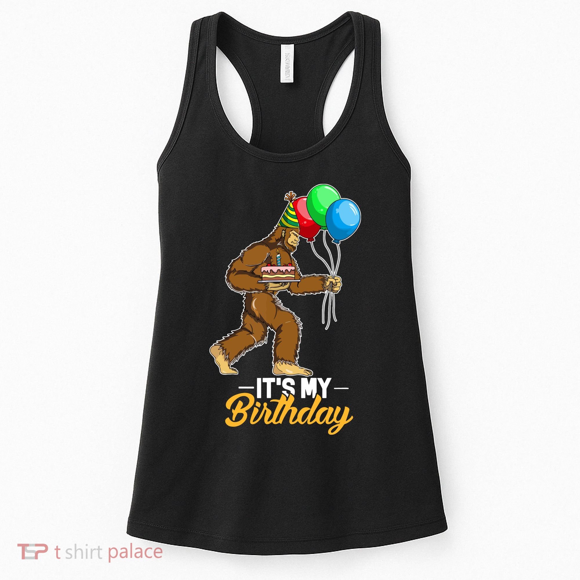 Funny Bigfoot Birthday Cake Balloons Sasquatch Yeti 1 Women's Tank Top
