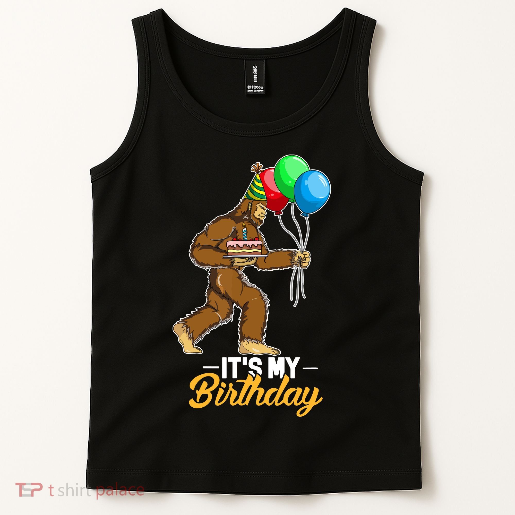 Funny Bigfoot Birthday Cake Balloons Sasquatch Yeti 1 Tank Top