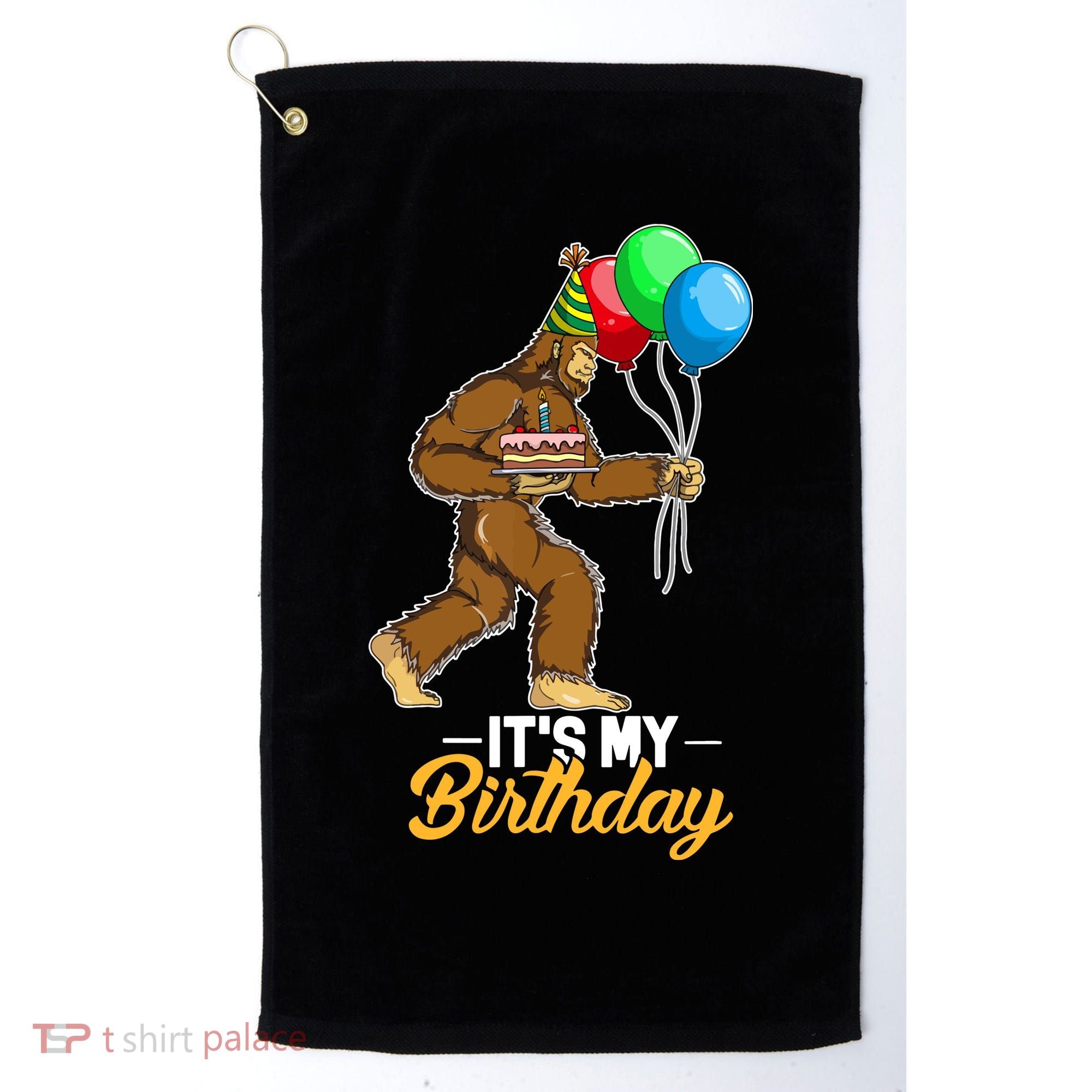 Funny Bigfoot Birthday Cake Balloons Sasquatch Yeti 1 Golf Towel